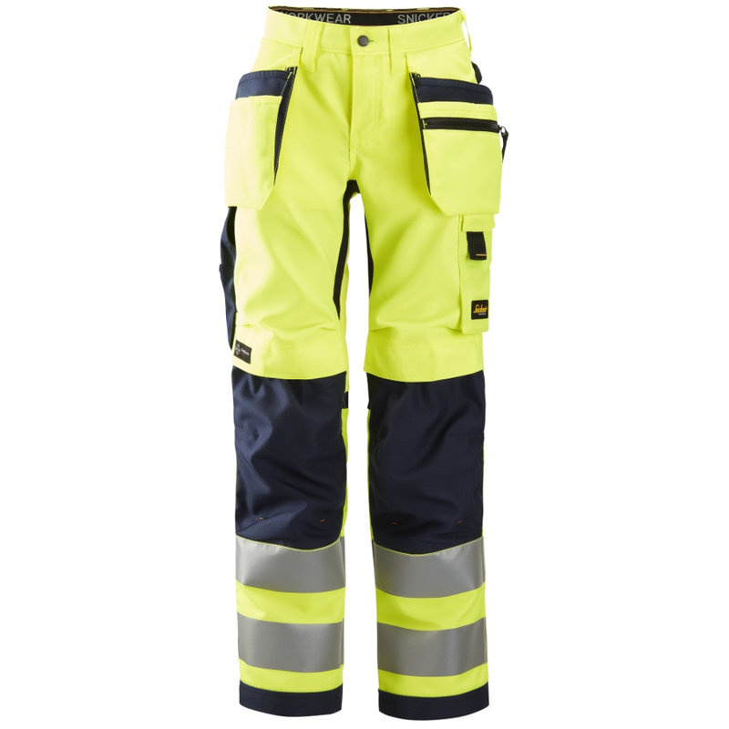 6730 Spodnie Odblaskowe AllroundWork+ z workami kieszeniowymi — damskie, EN 20471/2 Snickers Workwear