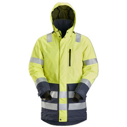 1830 Parka przeciwdeszczowa odblaskowa AllroundWork, EN 20471/3 Snickers Workwear żółto-granatowa