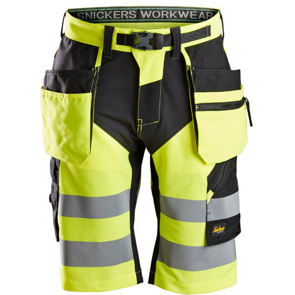 6933 Spodnie Krótkie Odblaskowe FlexiWork+ z workami kieszeniowymi, EN 20471/1 (kolor żółty odblaskowy) Snickers Workwear