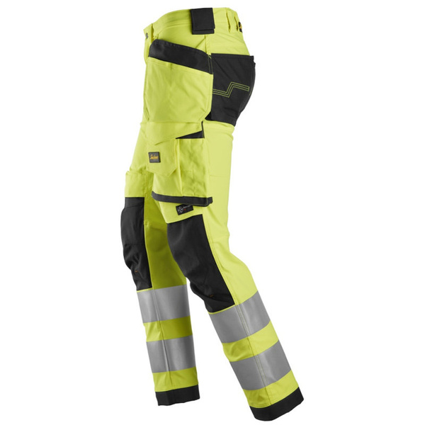 6243 Spodnie Odblaskowe Stretch AllroundWork z workami kieszeniowymi, EN 20471/2 Snickers Workwear żółte