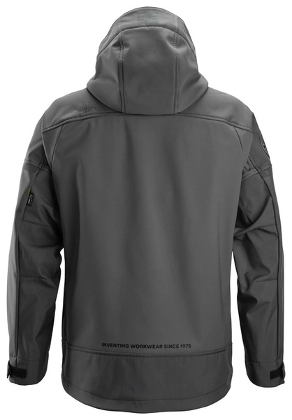 1226 Kurtka softshell stretch AllroundWork z kapturem Snickers Workwear kolor Steel Grey