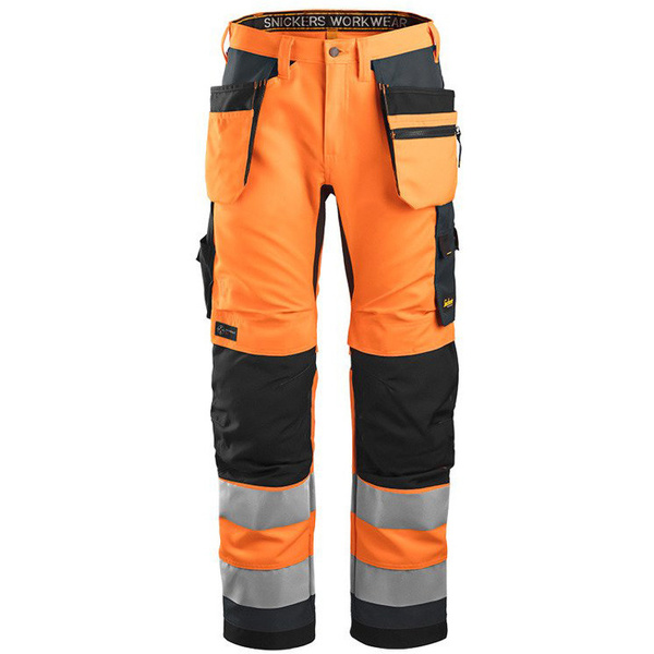 6230 Spodnie Odblaskowe AllroundWork+ z workami kieszeniowymi (kolor pomarańczowy), EN 20471/2 Snickers Workwear