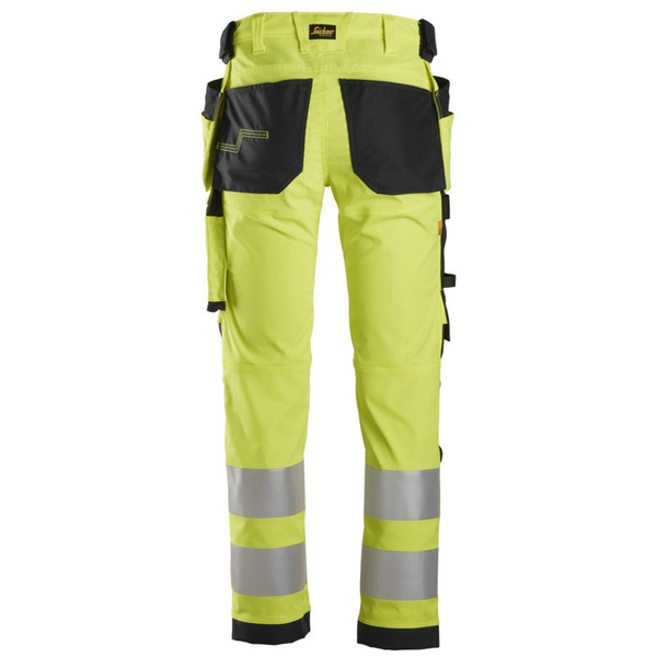 6243 Spodnie Odblaskowe Stretch AllroundWork z workami kieszeniowymi, EN 20471/2 Snickers Workwear żółte